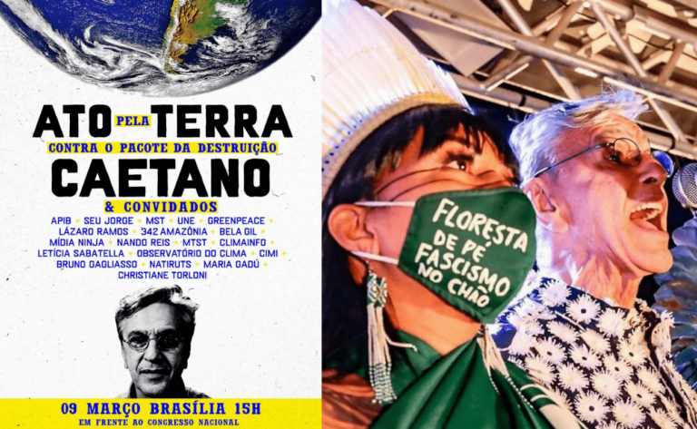 Ato Pela Terra: Caetano Veloso e dezenas de artistas se manifestam em Brasília
